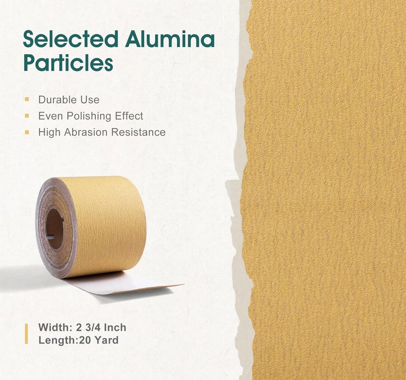 S SATC 180 Grit PSA Longboard Sandpaper 20 Yard Long Continuous Roll, 2-3/4" Wide Self Adhesive Stickyback Sanding Sheets for Automotive, Hand Sanding Blocks,Woodworking, Metal, Plastic - Image 2